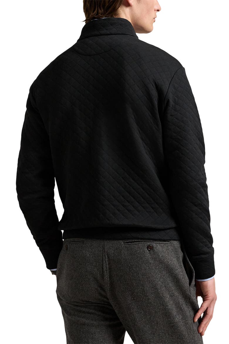 Micro Quilted Cotton Quarter Zip Pullover, Alternate, color, POLO BLACK