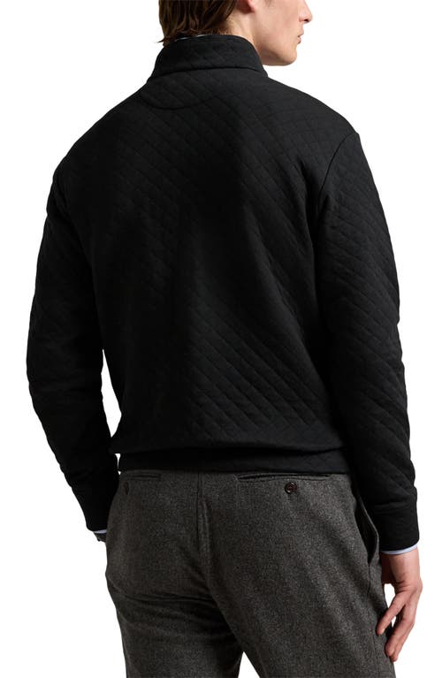 Polo Ralph Lauren Micro Quilted Cotton Quarter Zip Pullover In Black
