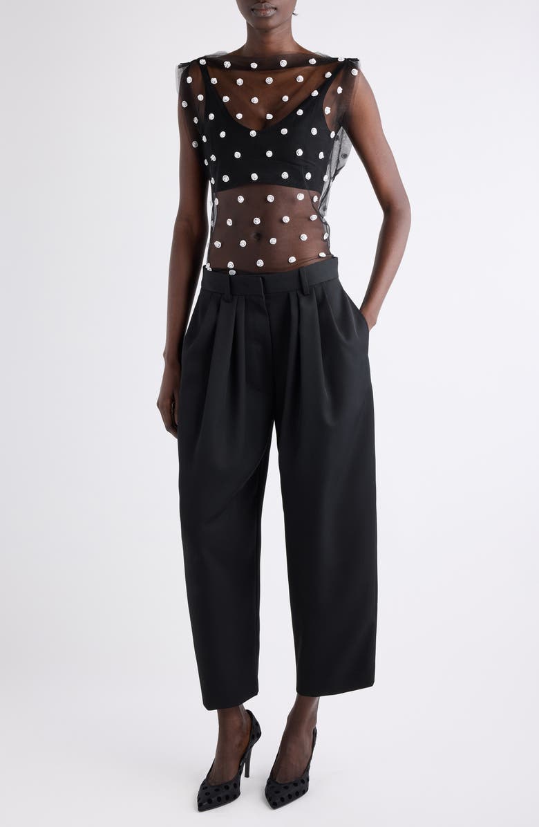 Isabel Marant Elicy Embellished Tulle Top, Alternate, color, Black