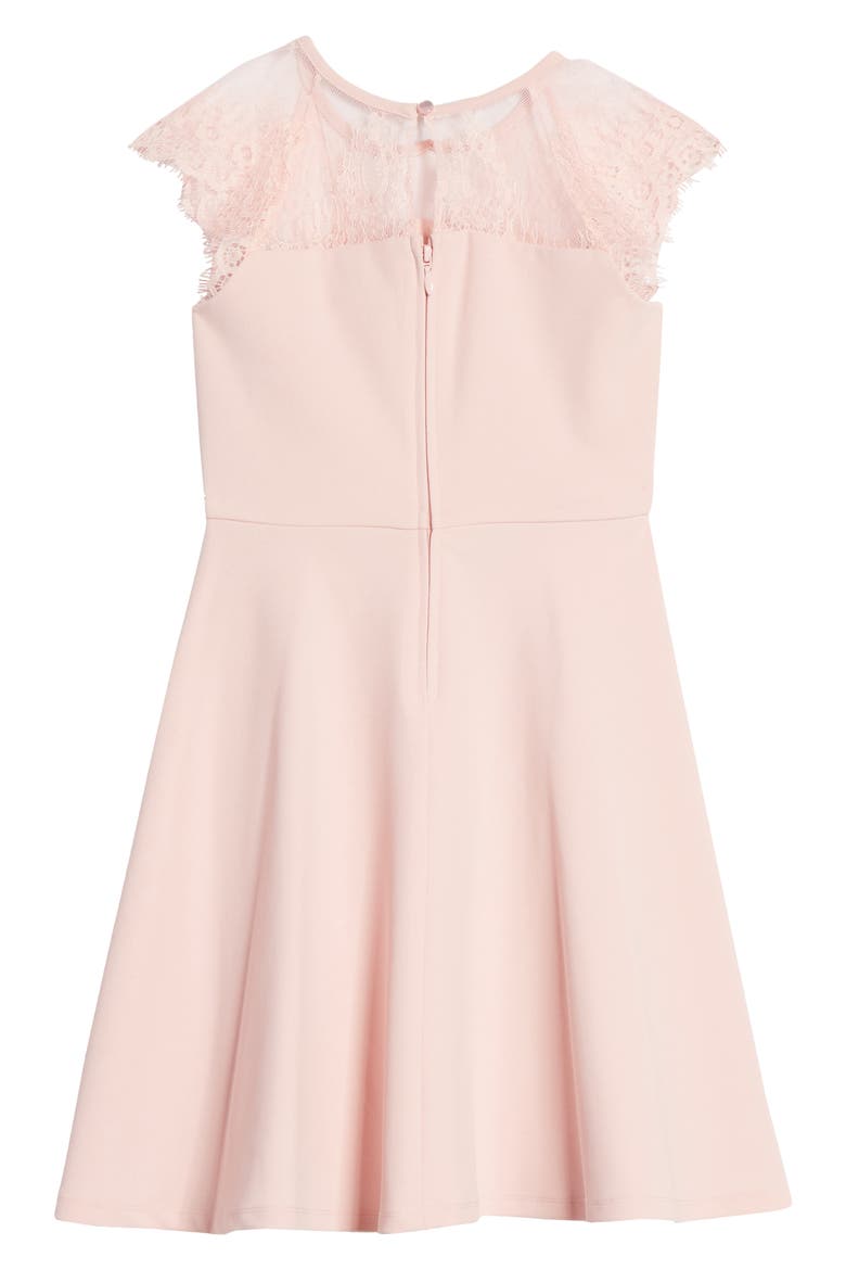 Lace Cap Sleeve Skater Dress, Alternate, color, PINK