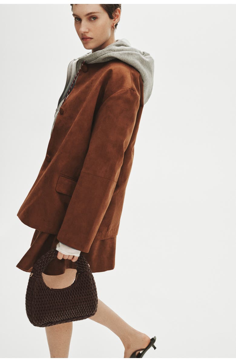 H&M Flared Mini Skirt, Alternate, color, Brown