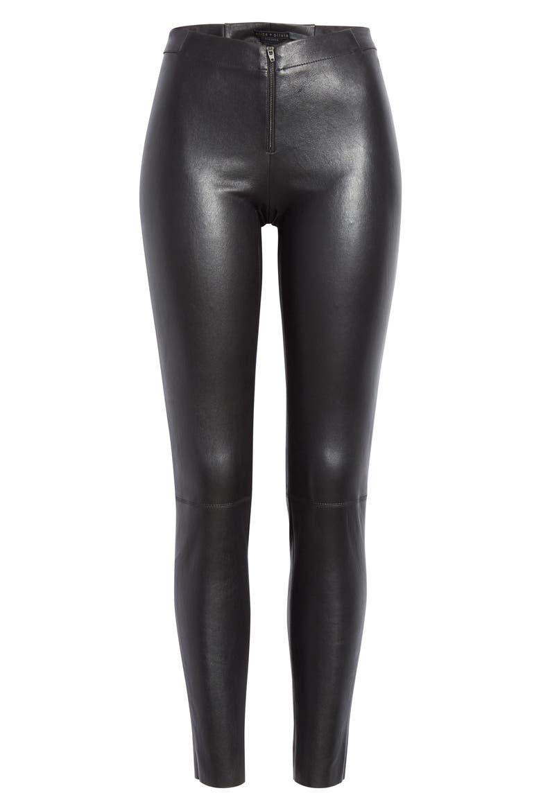 Leather Leggings, Alternate, color, BLACK