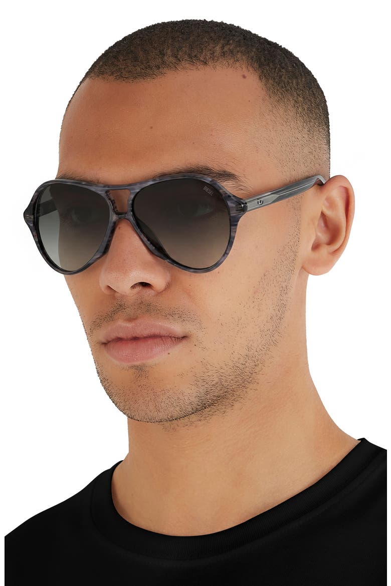 57mm Gradient Pilot Sunglasses, Alternate, color, STRIATED GREY / GRADIENT GREY