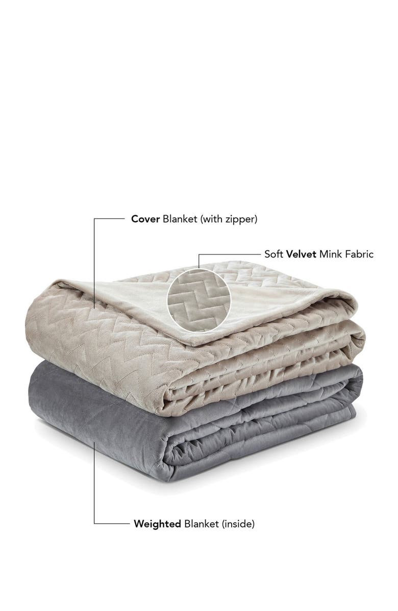 INSPIRED HOME Cozy Tyme Eshe Weighted Blanket 25lbs 72" x 80" - Taupe, Alternate, color,