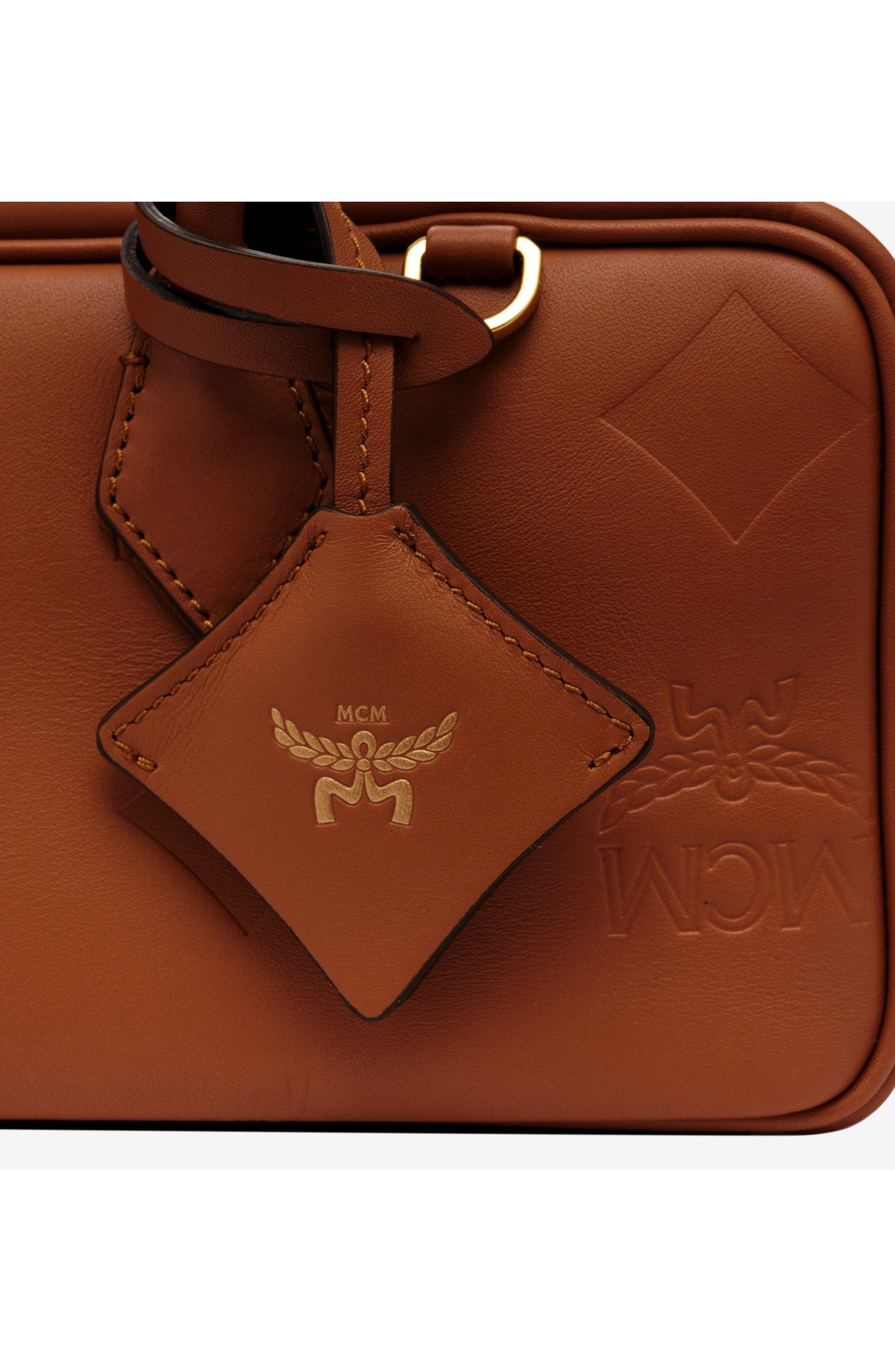 MCM Small Aren East West Shoulder Bag in Maxi Monogram Leather, Alternate, color, Mocha Bisque