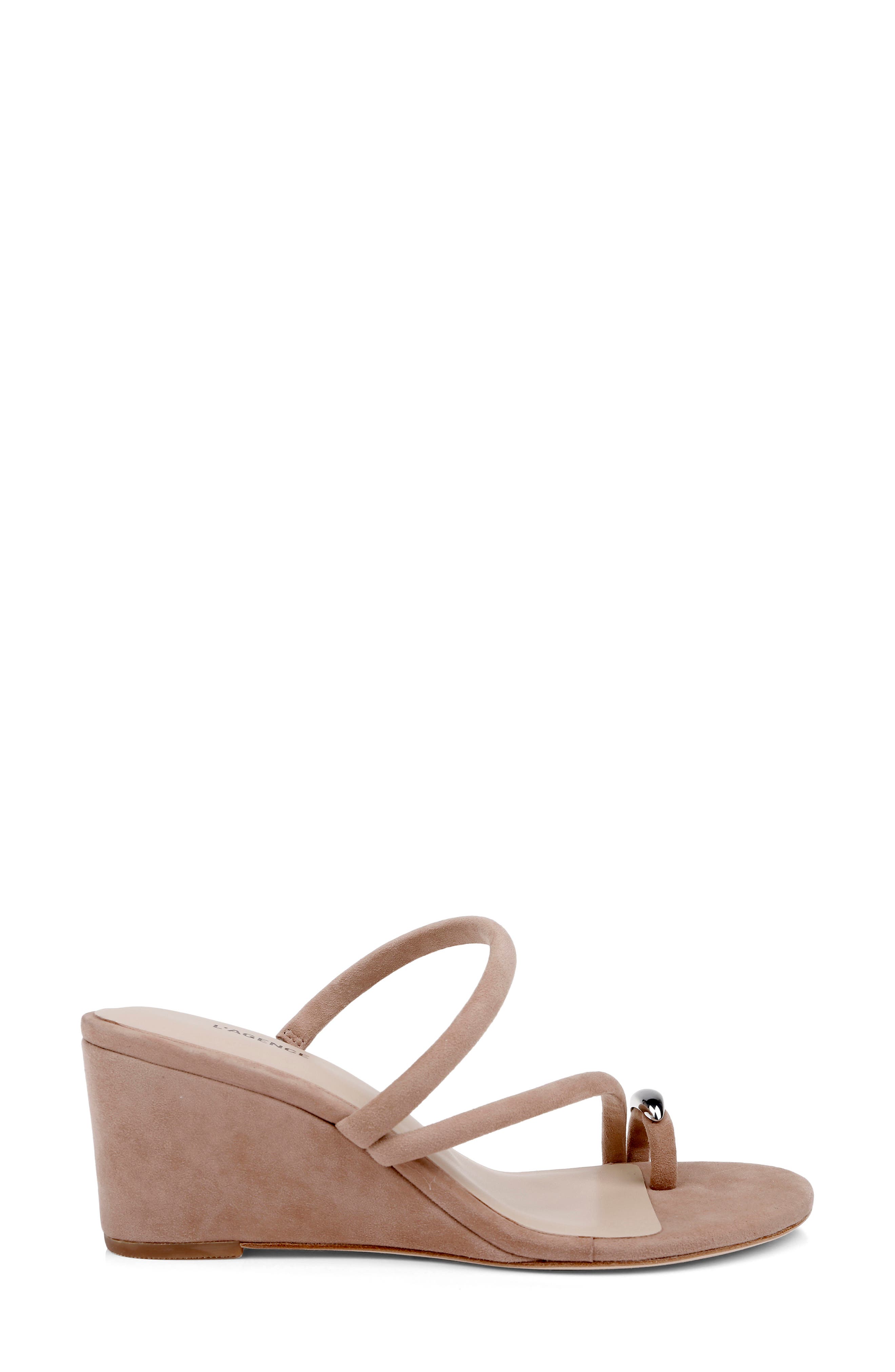 L
AGENCE Maritza Wedge Slide Sandal, Alternate, color, Cappuccino Suede
