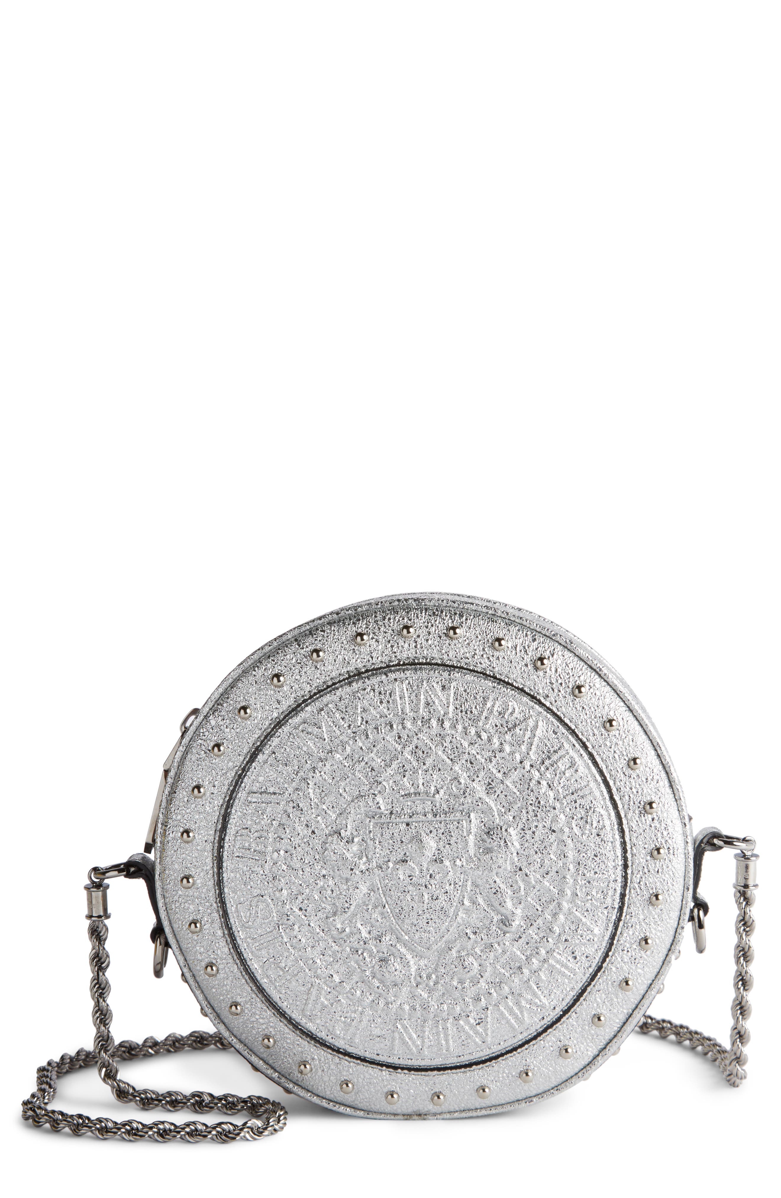 Balmain Renaissance Leather Crossbody Bag, Main, color, 