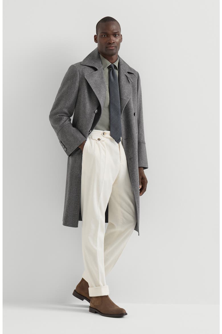 Garment-dyed overshirt in cotton gabardine with spread collar and chest pockets, Alternate, color, Military