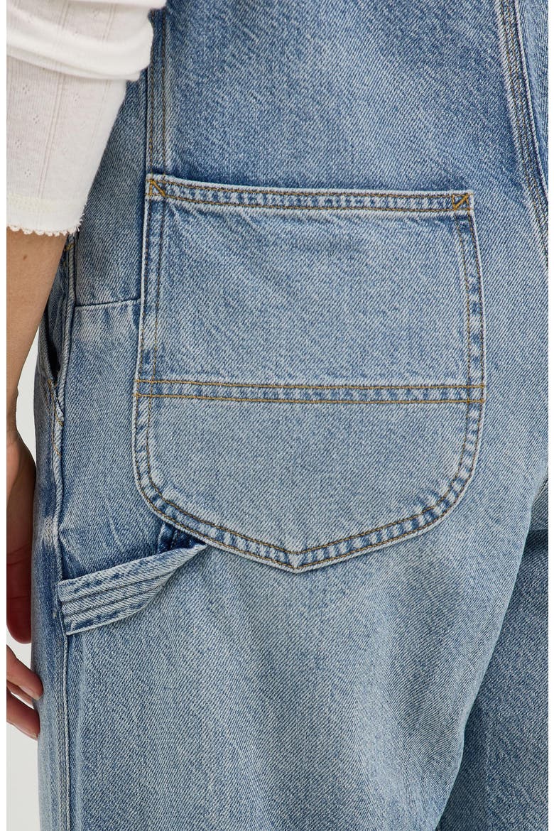 Slim Straight Leg Denim Overalls, Alternate, color, BLUE GLIMMER