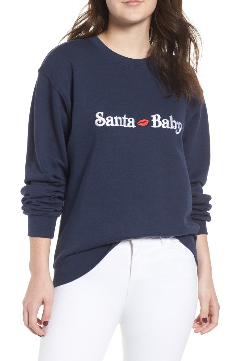 Santa Baby Willow Sweatshirt, Main, color, NAVY