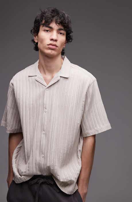 Topman Oversize Plissé Camp Shirt