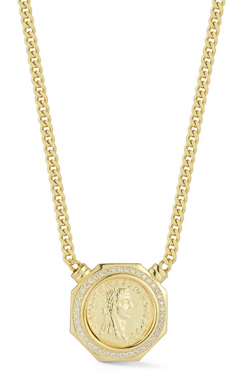 14k Gold Plated Coin Medallion Necklace