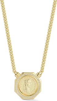 SPHERA MILANO 14k Gold Plated Coin Medallion Necklace