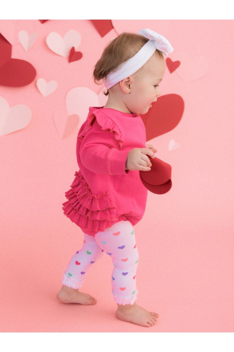 Baby Girls Sweatshirt Bubble Romper, Alternate, color, Hot Pink