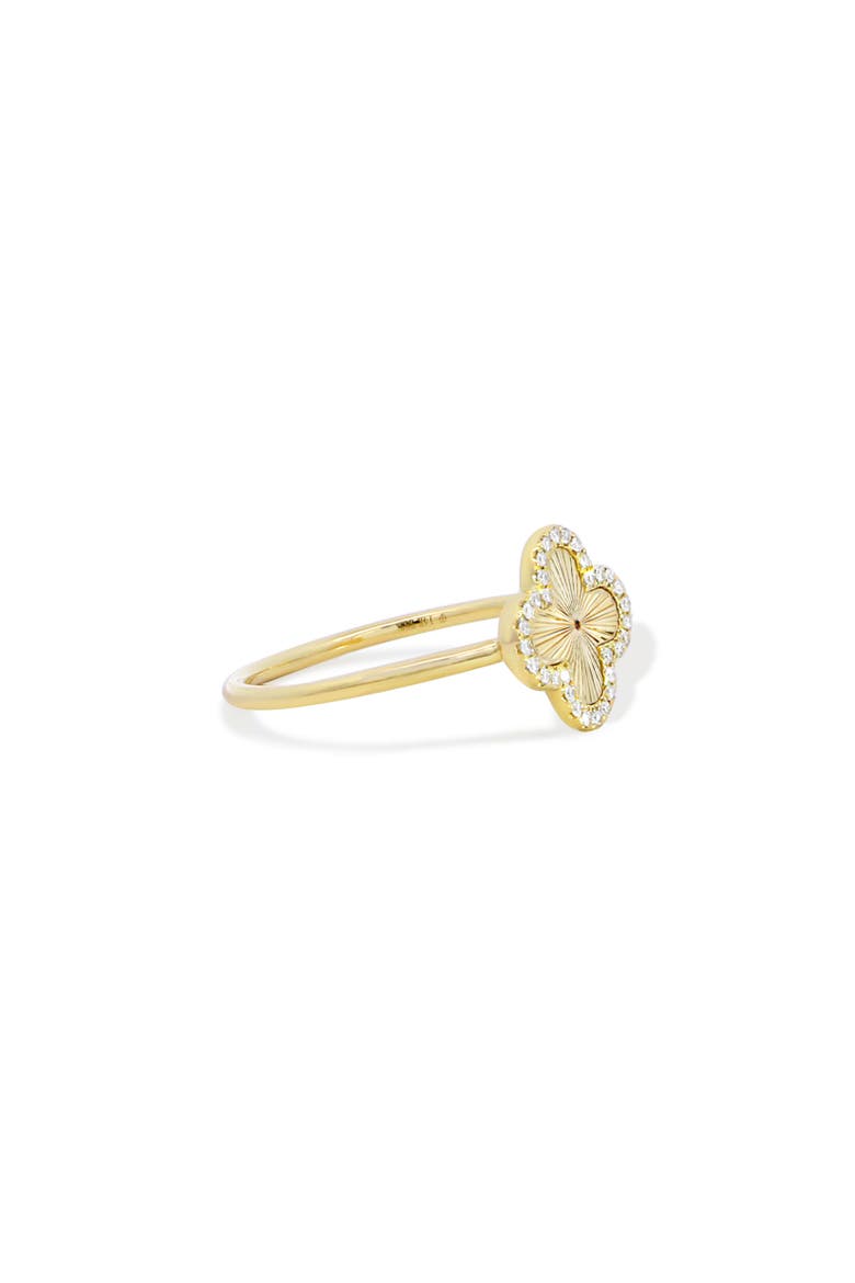 Fluted Gold Diamond Clover Ring, Alternate, color, Yellow Gold