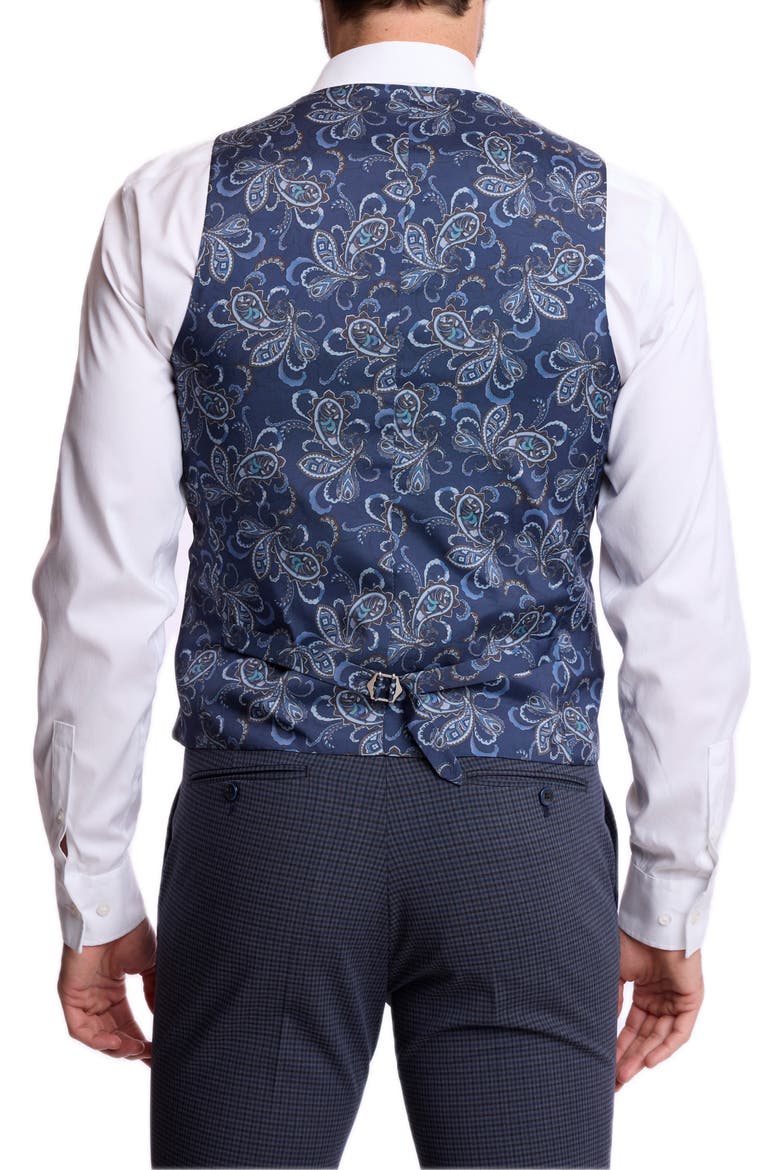 Eaton Slim Fit Stretch Suit Vest, Alternate, color, NAVY BURGUNDY GINGHAM