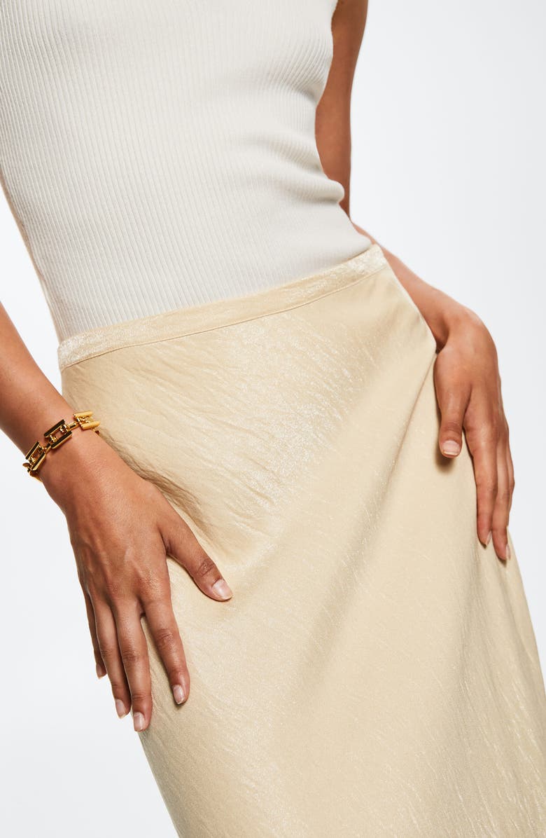 MANGO Textured Satin Maxi Skirt, Alternate, color, Beige