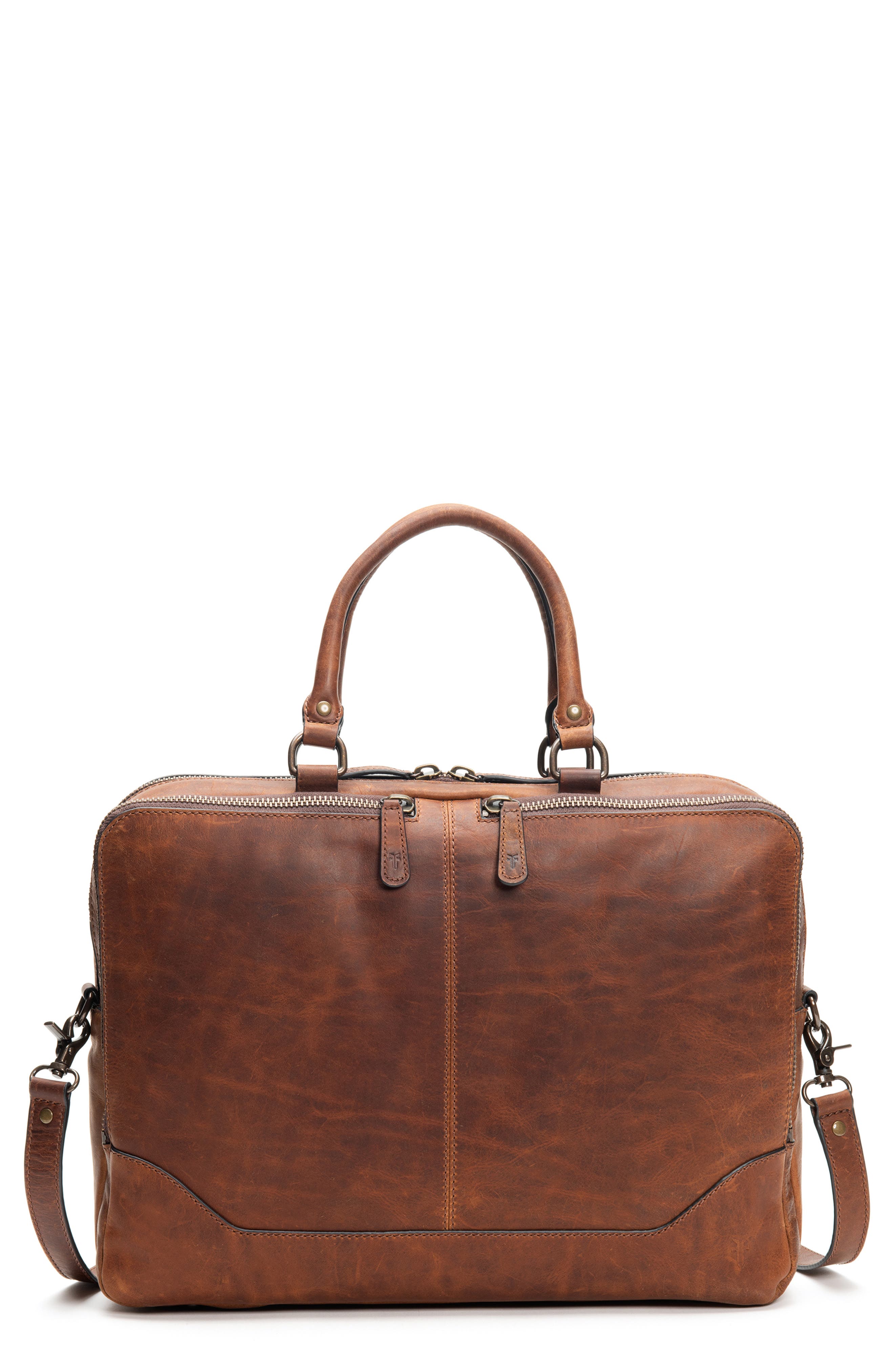 Logan Leather Briefcase, Main, color, COGNAC