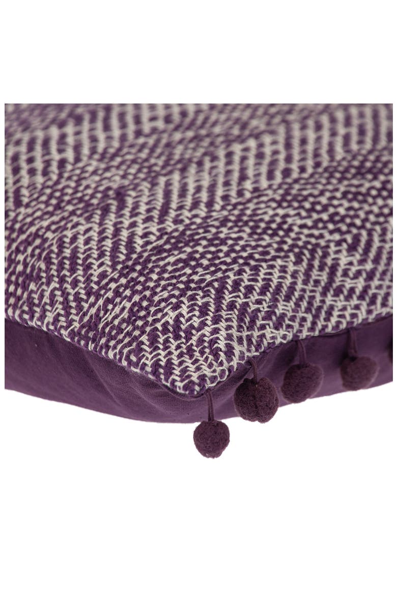 Pom Pom Trim Square Accent Pillow, Alternate, color, PURPLE