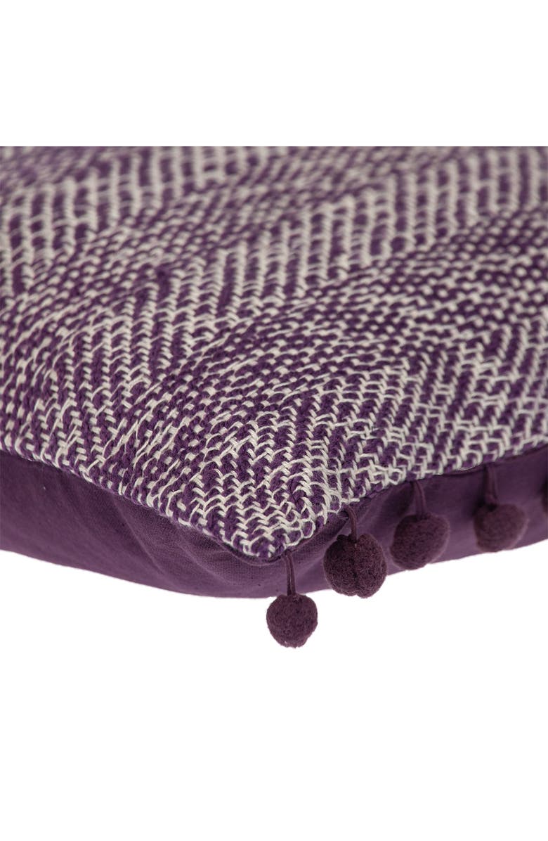 PARKLAND COLLECTION Pom Pom Trim Square Accent Pillow, Alternate, color, 