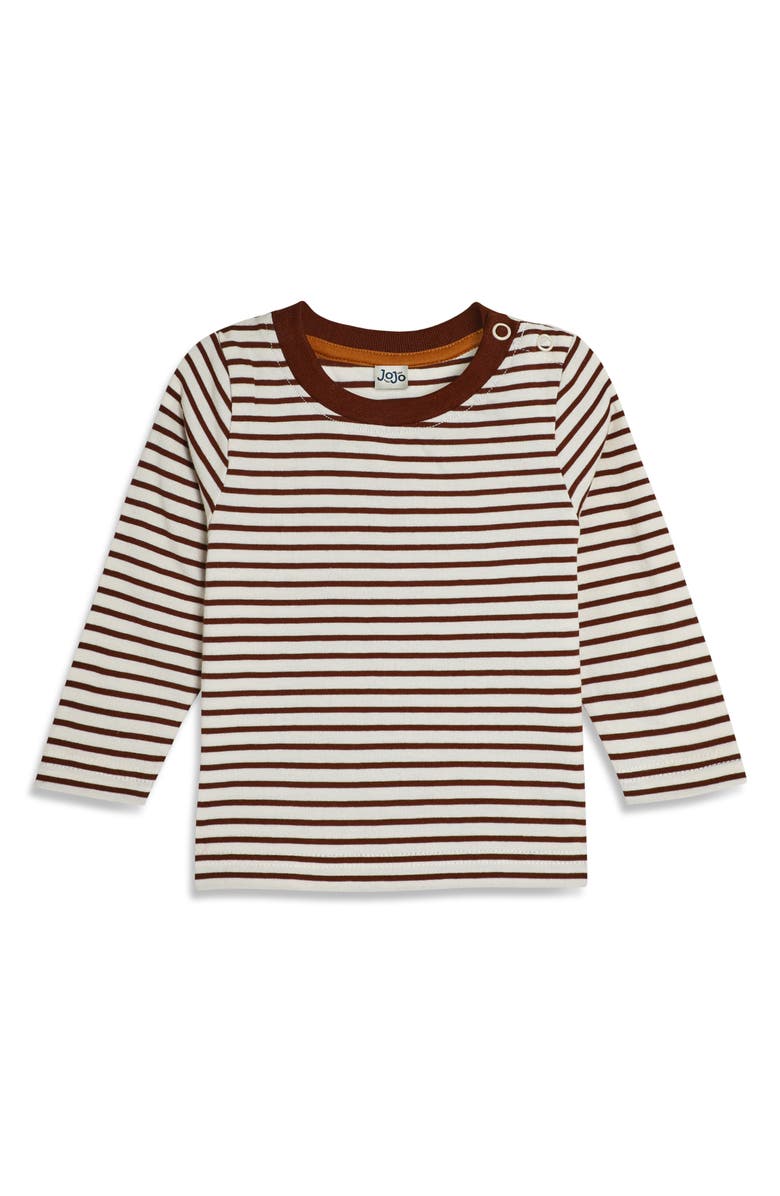 JOJO MAMAN BEBE Stripe Long Sleeve Cotton T-Shirt & Tractor Appliqué Overalls Set, Alternate, color,