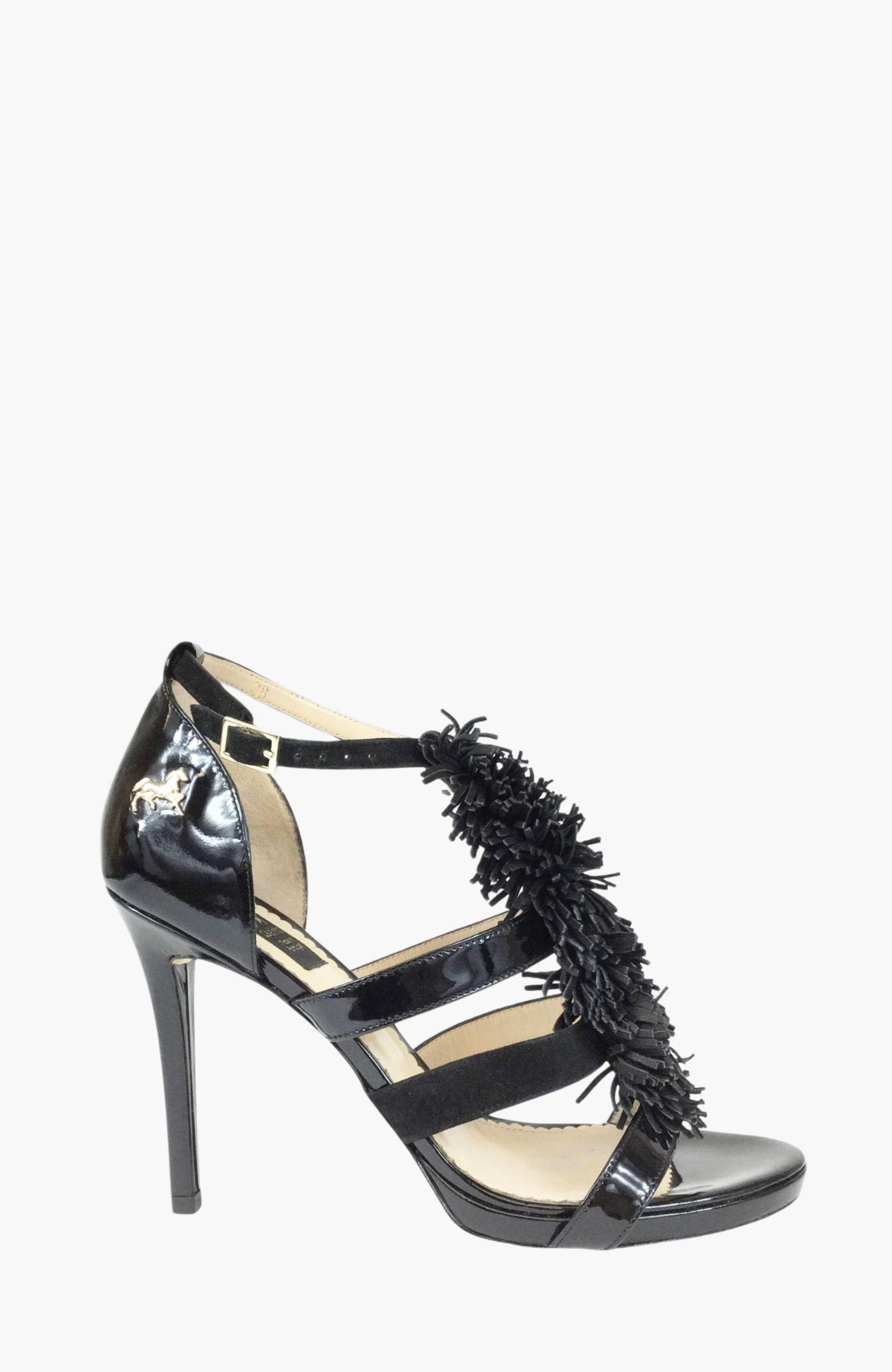Fringe High Heel Sandals, Main, color, Black