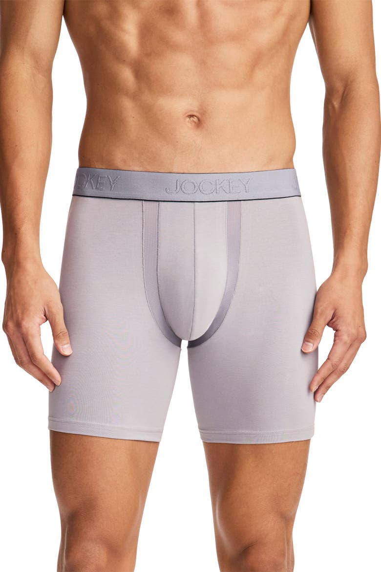 Men's Chafe Proof Pouch Cotton Stretch 6" Boxer Brief - 3 Pack, Alternate, color, Mid Grey