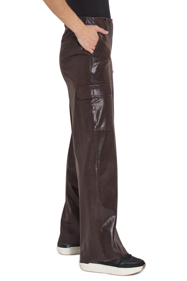 Metallic Faux Suede Cargo Pants, Alternate, color, LIQUID MOCHA