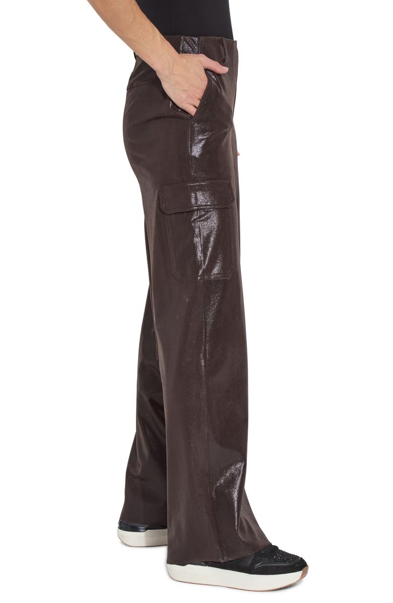 Lysse Metallic Faux Suede Cargo Pants, Alternate, color, Liquid Mocha