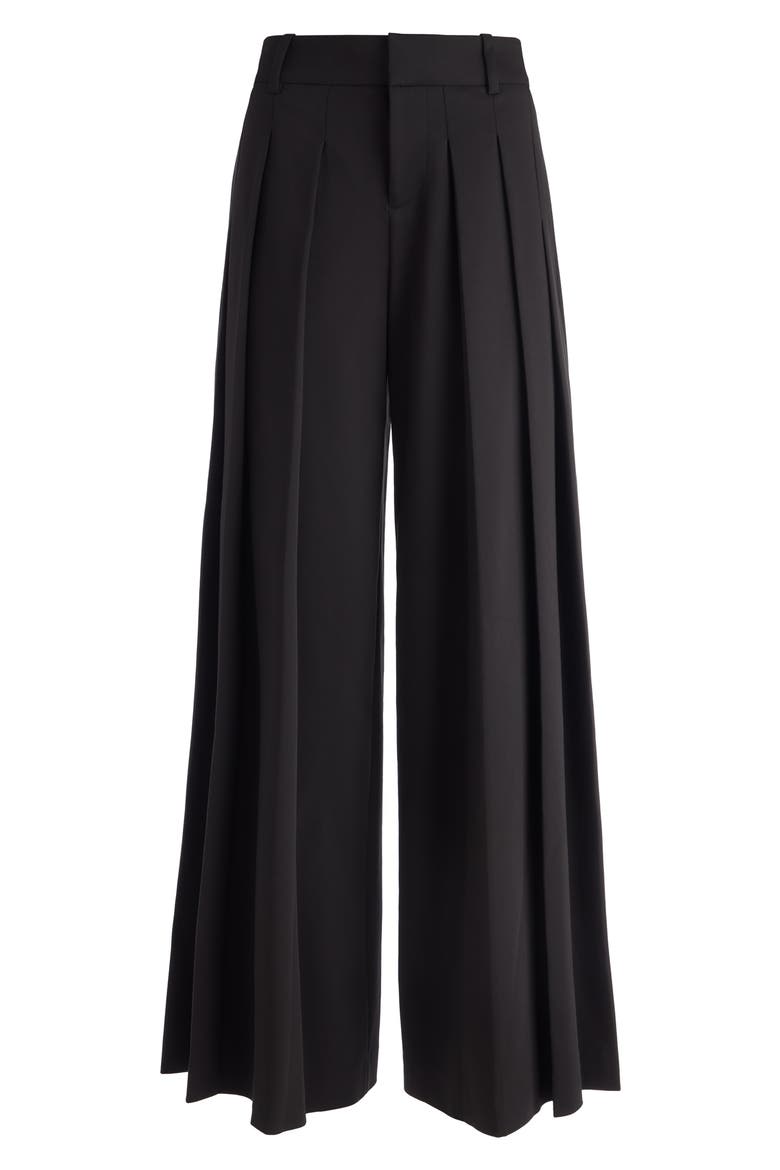 Blaire Pleated High Waist Wide Leg Pants, Alternate, color, BLACK
