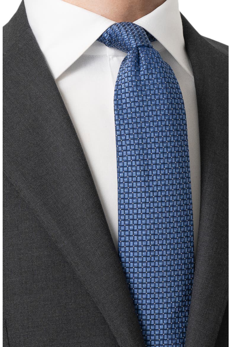 Micro Geo Silk Tie, Alternate, color, DARK BLUE