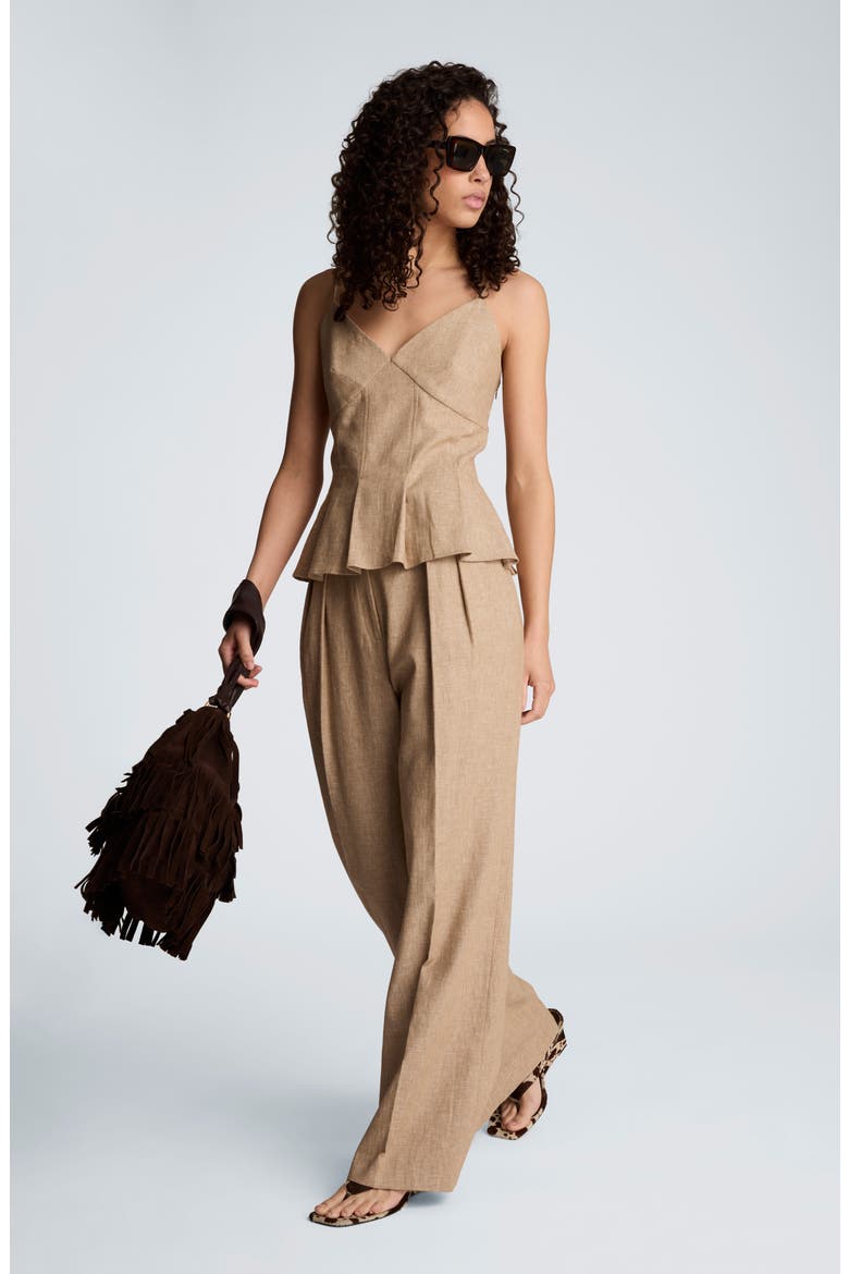 Pleat Hem Linen Blend Camisole, Alternate, color, MESA TAUP/MELANGE