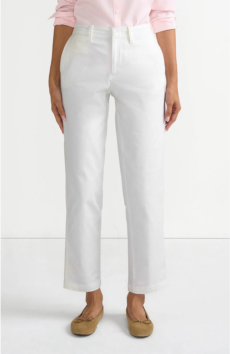 Lands' End Mid Rise Classic Straight Leg Chino Ankle Pants, Main, color, White