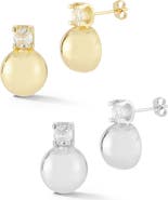 CHLOE AND MADISON Two-Tone Ball Stud Earrings Set