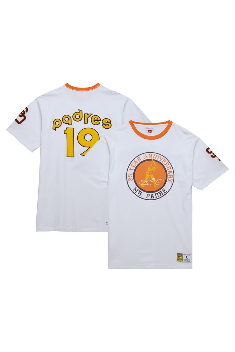 Men's Mitchell & Ness White San Diego Padres Cooperstown Collection Player Legends Ringer T-Shirt, Main, color, White
