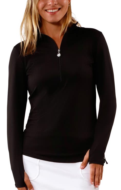 Long Sleeve Half Zip Ruched Sun Shirt