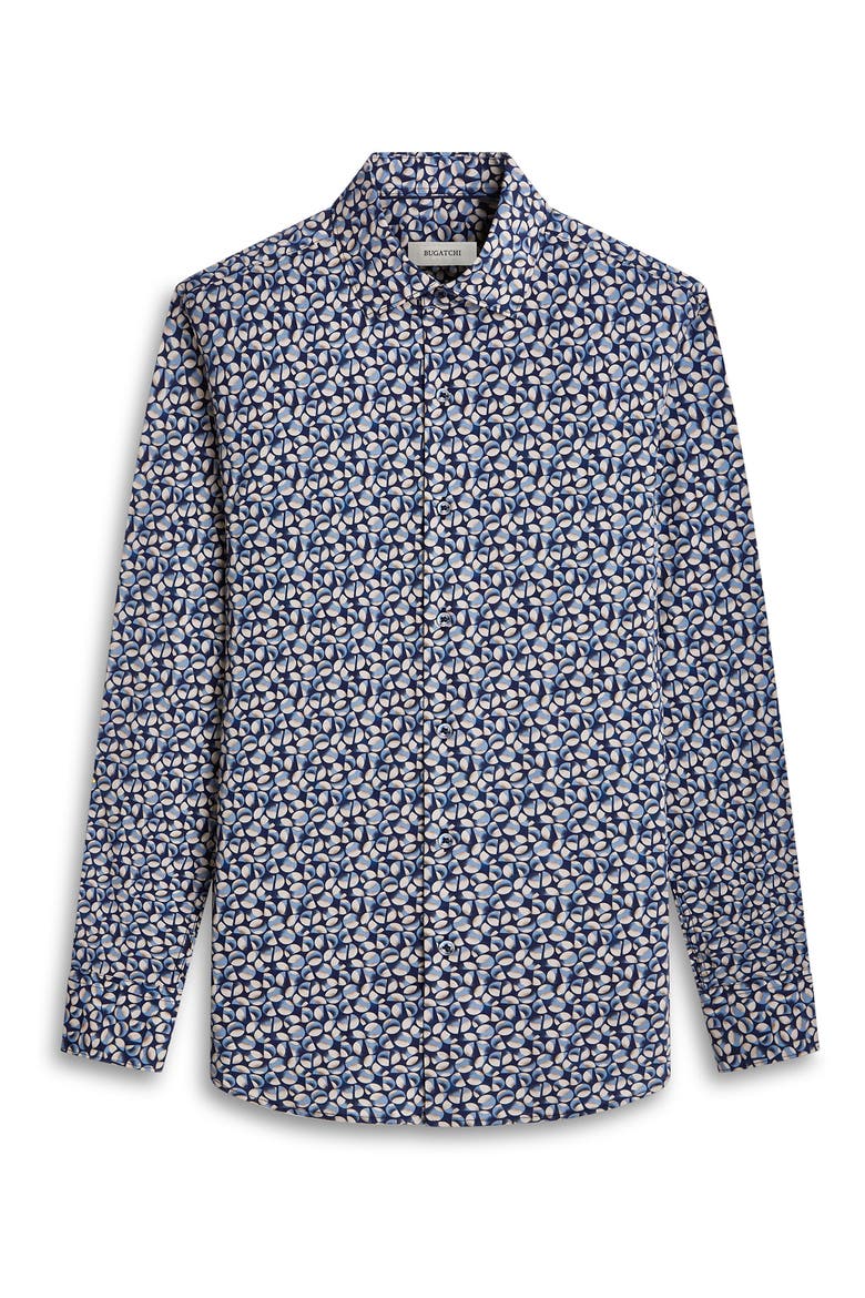 Axel Shaped Fit Stretch Cotton Button-Up Shirt, Alternate, color, NAVY