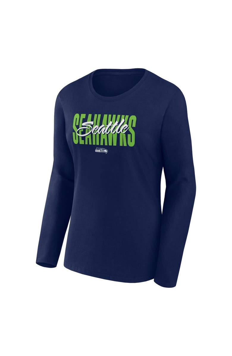 Logo Athletic Women
s Logo Athletic College Navy Seattle Seahawks Grip Long Sleeve T-Shirt, Alternate, color, College Navy