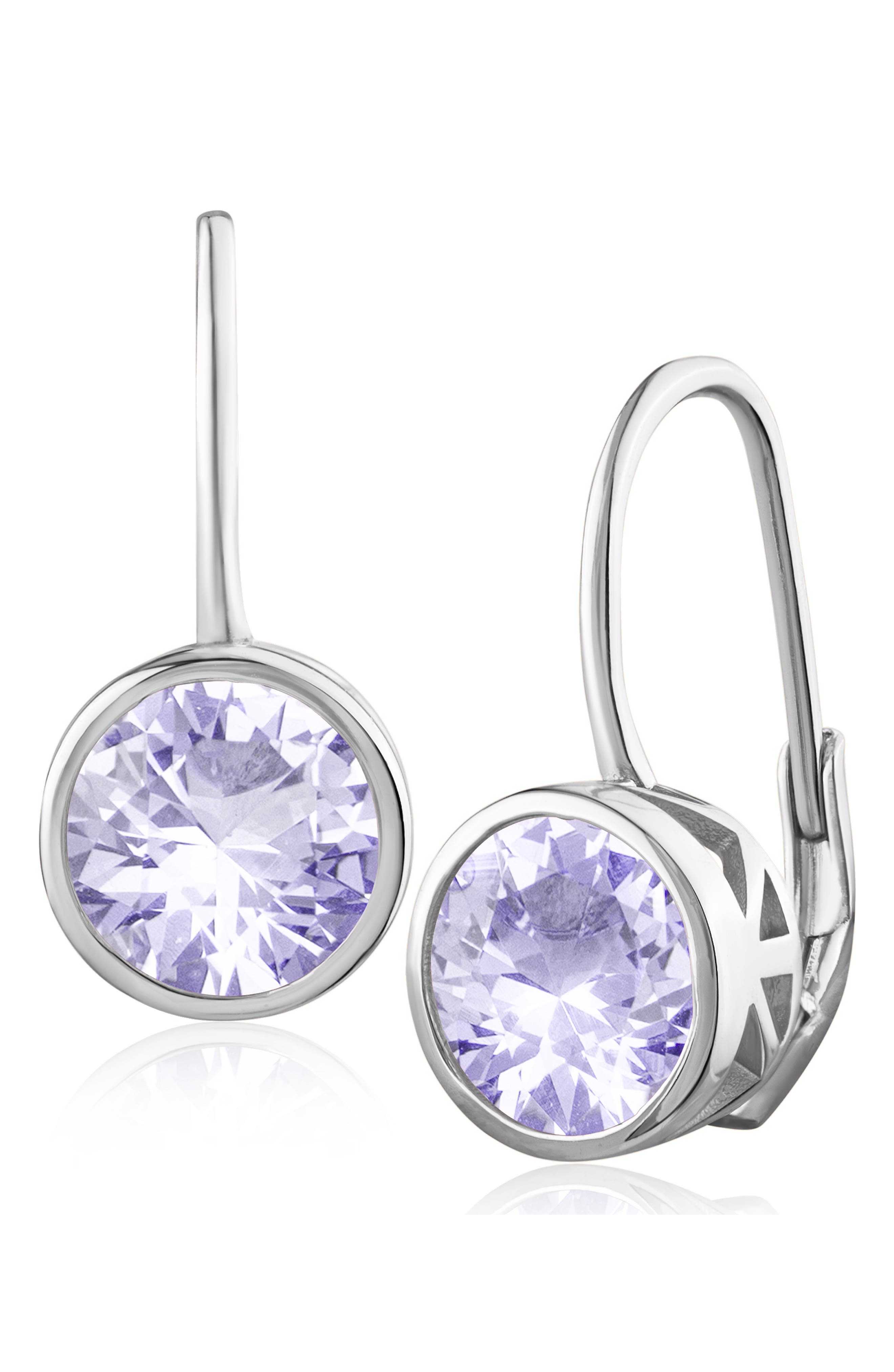 Bezel Cubic Zirconia Birthstone Drop Earrings