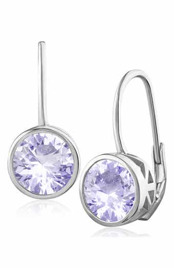 Bezel Cubic Zirconia Birthstone Drop Earrings