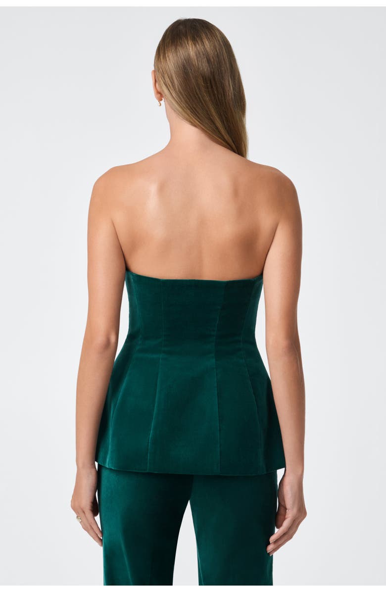 Trina Turk Finale Strapless Velvet Peplum Top, Alternate, color,