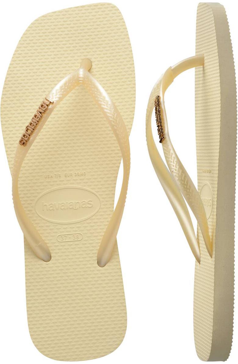 Havaianas Slim Square Logo Flip Flop, Alternate, color, Buttercream
