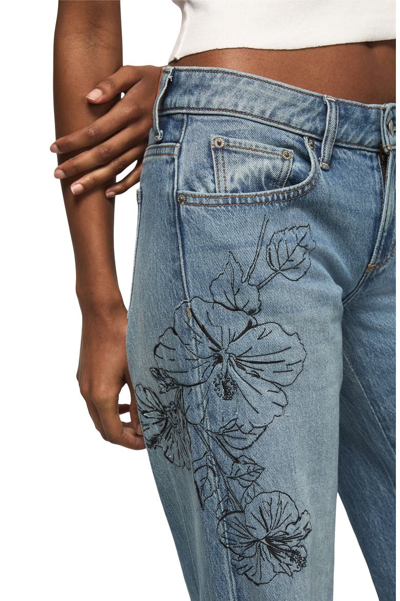 Floral Embroidered Baggy Wide Leg Jeans, Alternate, color, ISLAND TIME WASH