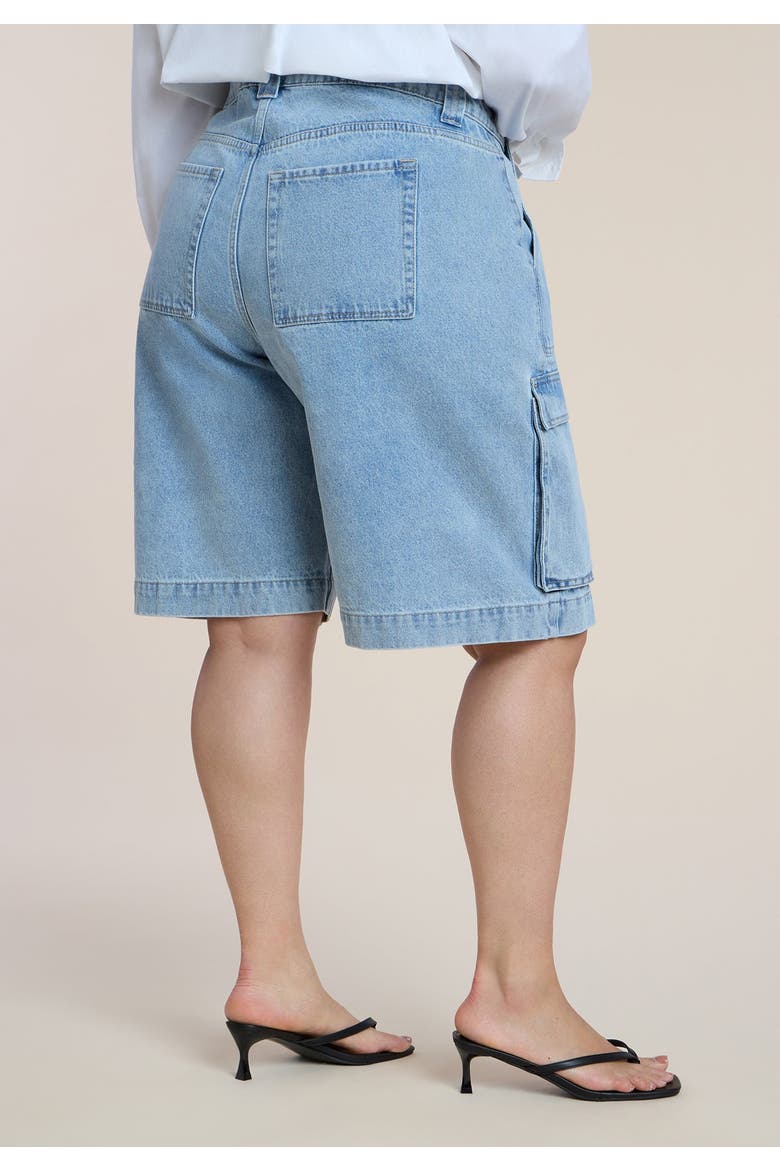 Cargo Denim Bermuda Short, Alternate, color, LIGHT WASH