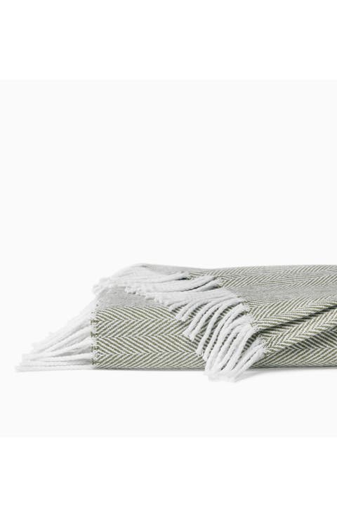 Celine Fringed Herringbone Cotton Throw