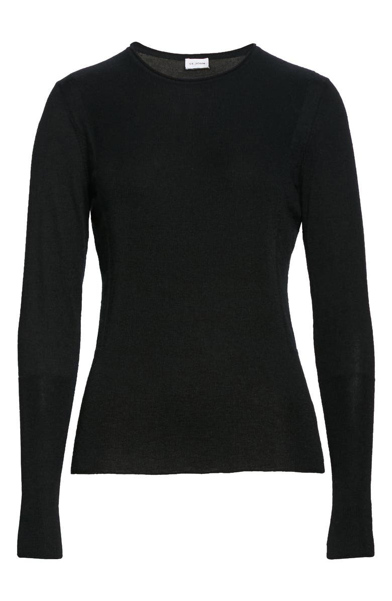 St. John Collection Fitted Cashmere Crewneck Sweater, Alternate, color, 