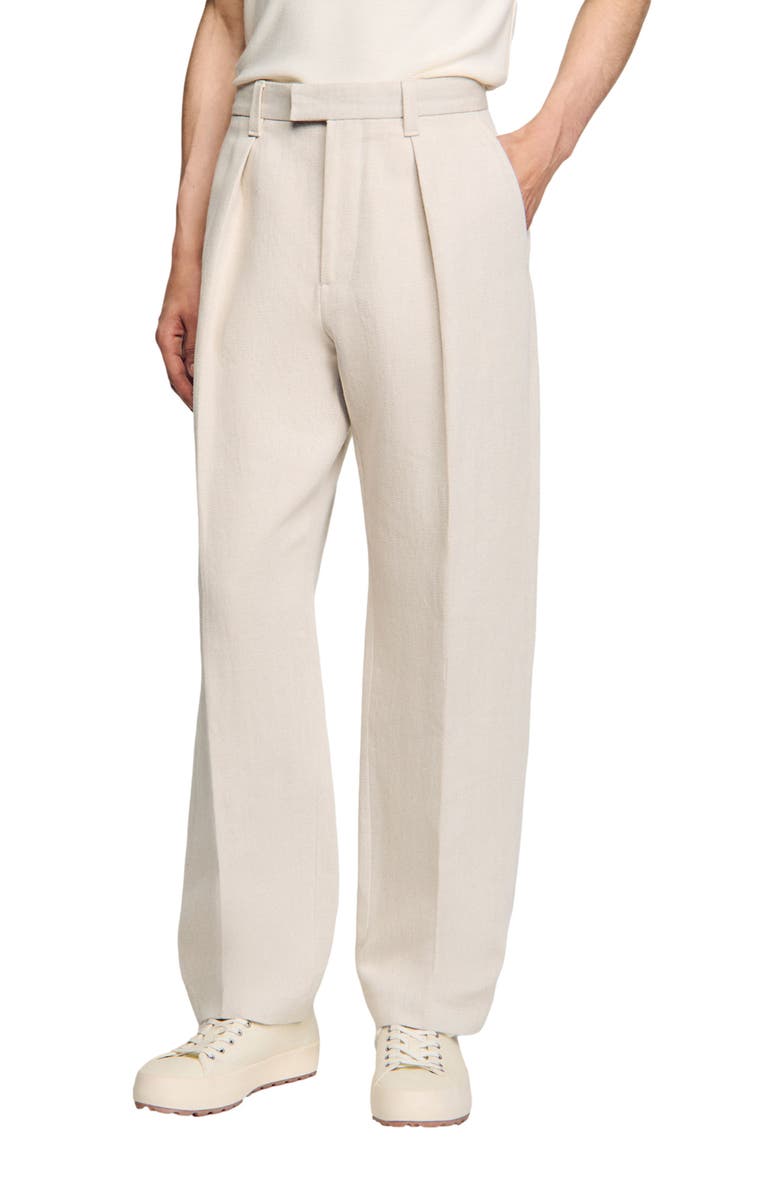 SANDRO Wide-leg trousers with creases, Alternate, color, 