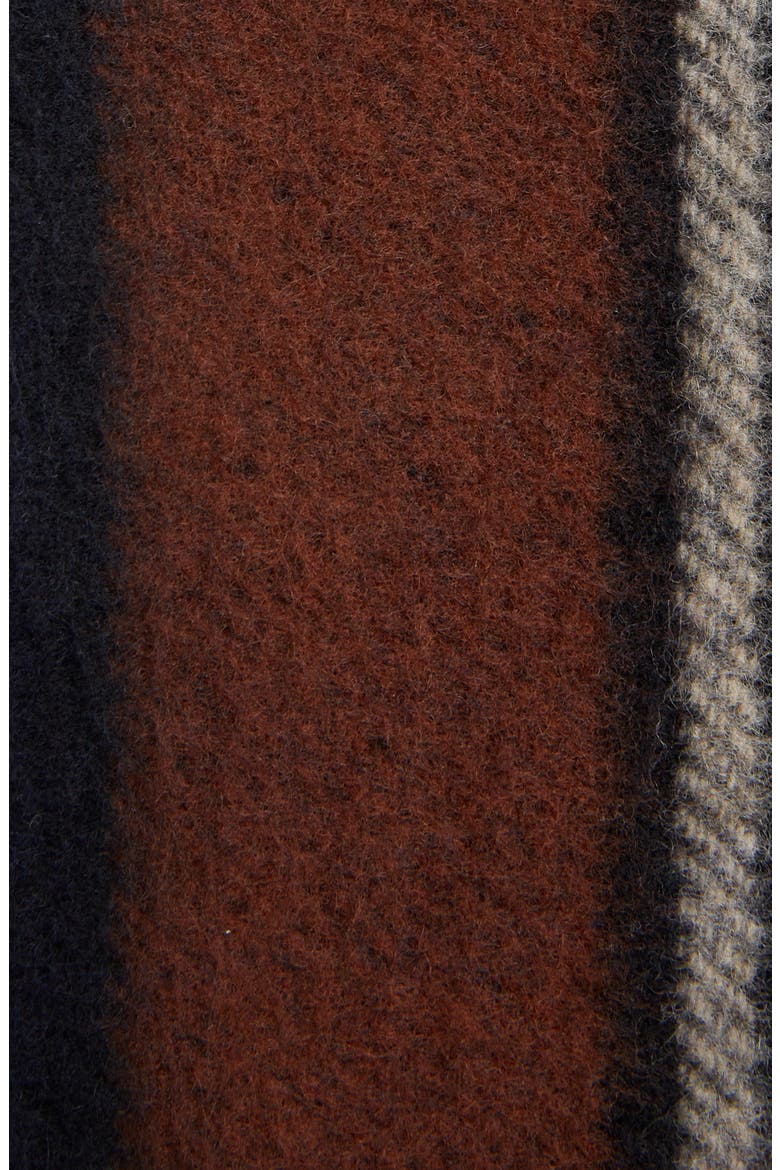 Plaid Fringe Trim Wool & Cashmere Jacket, Alternate, color, BLUE/ CHOCOLATE BROWN