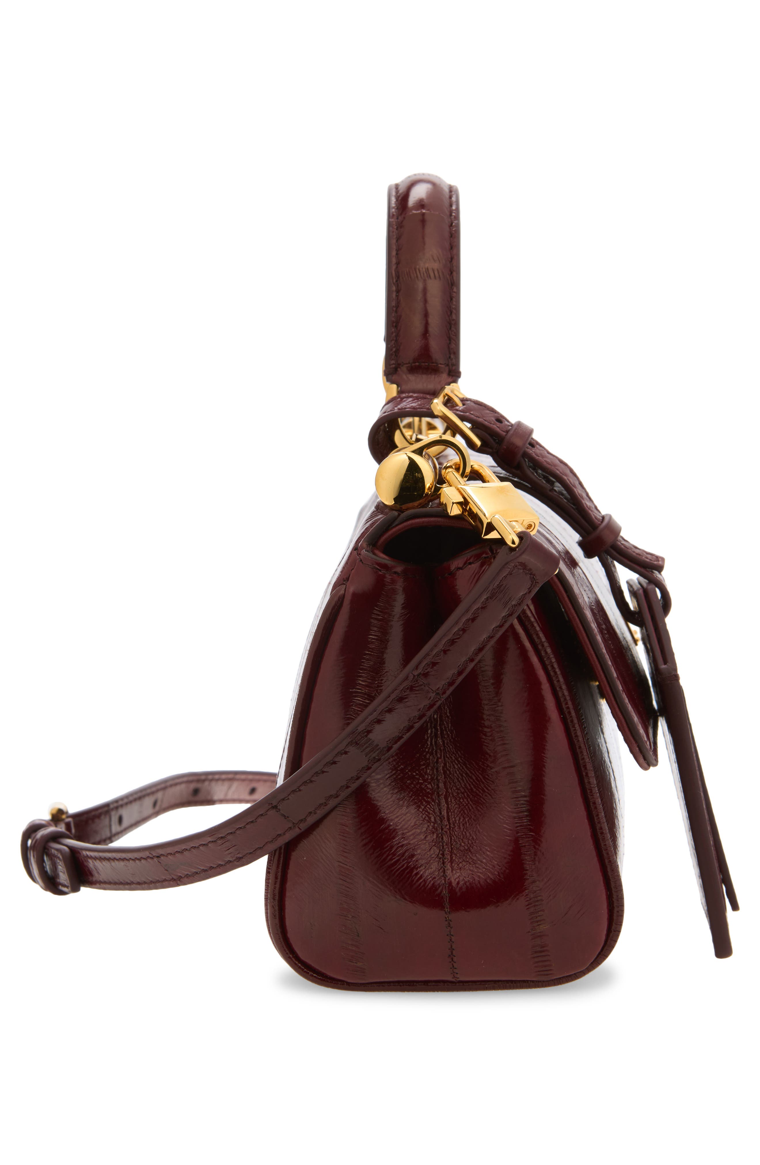 Small Sicily Anguilla Eel Skin Top Handle Bag, Alternate, color, AMARENA 1