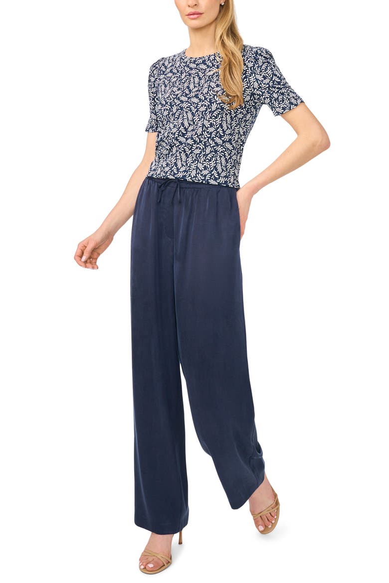Elastic Gathered Sleeve Top, Alternate, color, CLASSIC NAVY